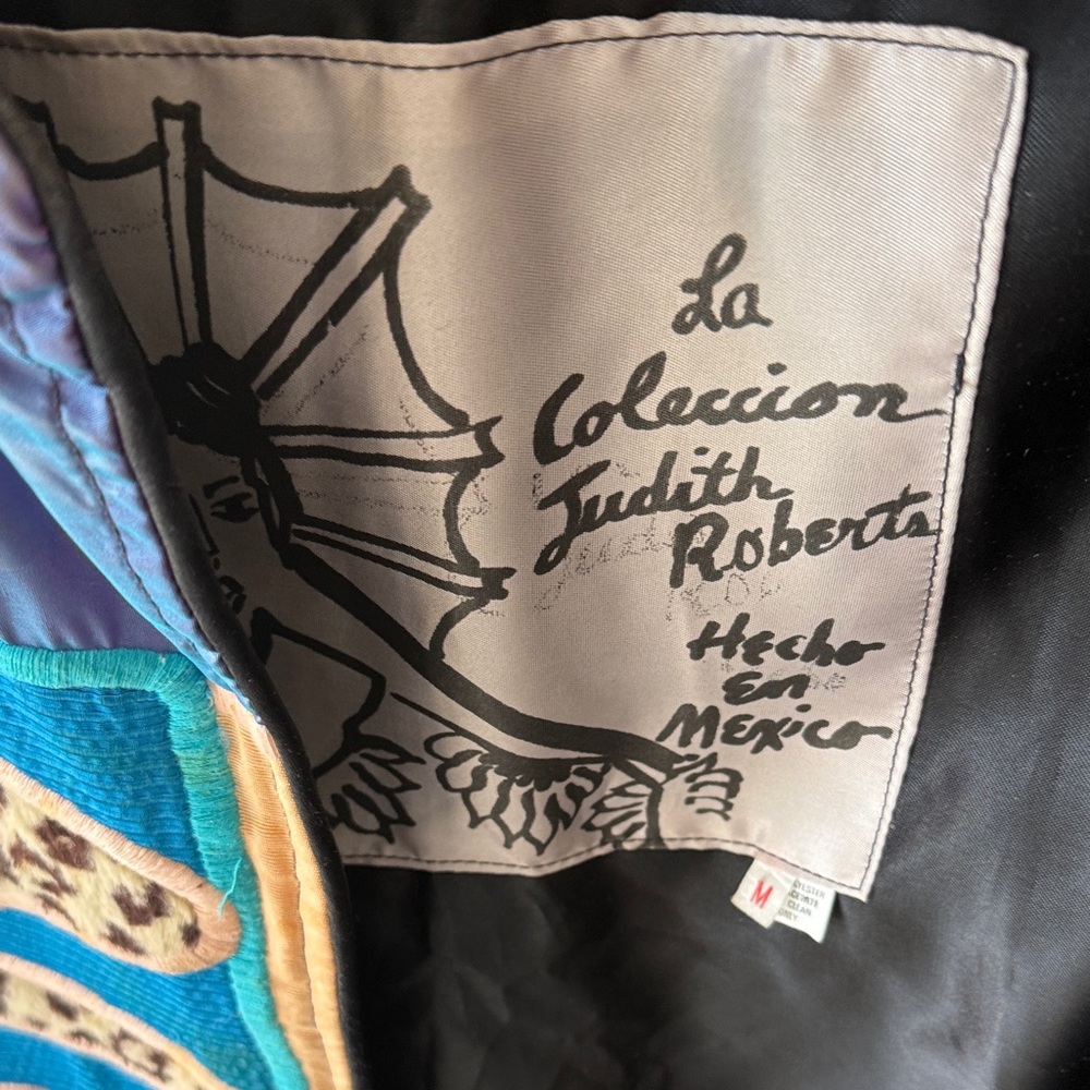 Patchwork Quilted Bomber Jacket in Turquoise, Pur… - image 2